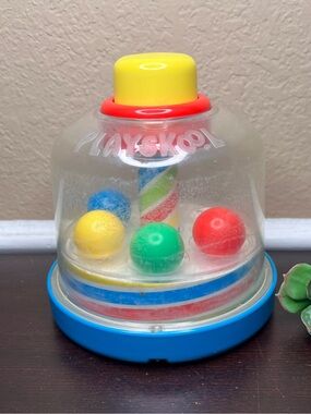 Vintage 1991 Playskool Ball Popper Spinning Toy Clear Dome Blue Base